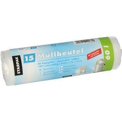 PAPSTAR Müllsäcke 60 L  Tragegriff Transparent HDPE (Hochdichtes Polyethylen) Tragegriff 15 Stück Produktbild