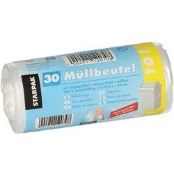 PAPSTAR Müllsäcke 10 L  Transparent HDPE (Hochdichtes Polyethylen) Tragegriff 30 Stück Produktbild