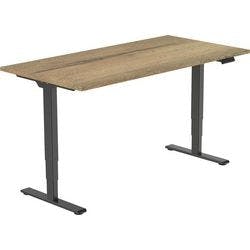 euroseats Economy Sitz-Stehschreibtisch Rechteckig Eiche T-Fuß 2 Schreibtischcontainer 1.600 (B) x 800 (T) x 1.275 (H) mm Metall Produktbild