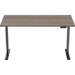 euroseats Economy Sitz-Stehschreibtisch Rechteckig Eiche T-Fuß 2 Schreibtischcontainer 1.600 (B) x 800 (T) x 1.275 (H) mm Metall Produktbild