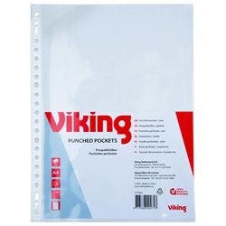 Viking Prospekthüllen DIN A4 Glasklar Transparent 110 Mikron PP (Polypropylen) Oben 23 Löcher 25 Stück Produktbild Print Hauptbild L
