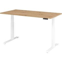 Hammerbacher Sitz-Steh-Arbeitsplatz XDKB16 Aspen 1.600 x 800 x 1.290 mm Eiche, Weiß Produktbild