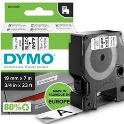 DYMO D1 Beschriftungsband Authentisch 45803 S0720830 Selbsthaftend Schwarz auf Weiß 19 mm x 7 m Produktbild