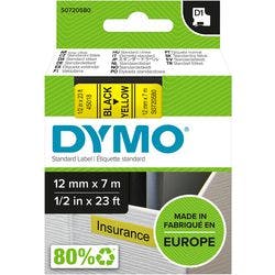 Dymo D1 S0720580 / 45018 Authentic Schriftband Selbstklebend Schwarzer Druck auf Gelb 12 mm x 7m Produktbild