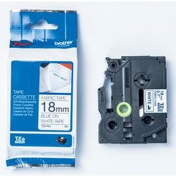 Brother TZe-FA4 18mm blau auf weißem Gewebe-Etikettierband-Kassette, 3M lang Produktbild