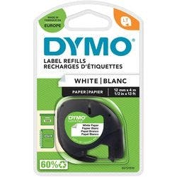 Dymo LT S0721510 / 91200 Authentic LetraTag Paper Schriftband Selbstklebend Weiß 12 mm x 4m Produktbild