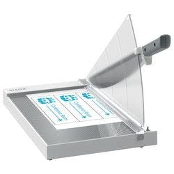 Leitz Precision Office Hebelschneider 9021 A4+ 381 mm Edelstahl-Klinge Premium Glasarbeitsfläche EdgeGlow-Kantenlicht Grau 15 Blatt Produktbild