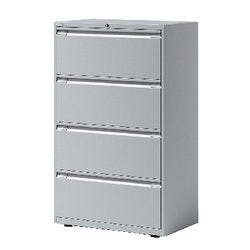 Bisley Hängeregistraturschrank mit 4 Schubladen 4 Schübe Lichtgrau 800 x 470 x 1.300 mm Produktbild