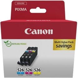 Canon CLI-526 Original Tintenpatrone Cyan, Magenta, Gelb Multipack 3 Stück Produktbild