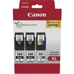 Canon 560, 561 Original Tintenpatrone Schwarz, Cyan, Magenta, Gelb 3er-Pack Produktbild
