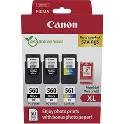 Canon 560, 561 Original Tintenpatrone Schwarz, Cyan, Magenta, Gelb 3er-Pack Produktbild
