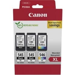 Canon 545, 546 Original Tintenpatrone Schwarz, Cyan, Magenta, Gelb 3er-Pack Produktbild