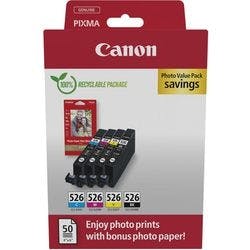 Canon 526 Original Tintenpatrone Schwarz, Cyan, Magenta, Gelb 4er-Pack Produktbild