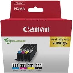 Canon 551 Original Tintenpatrone Schwarz, Cyan, Magenta, Gelb Multipack 4 Stück à 7 ml Produktbild