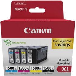 Canon PGI-1500XL Tintenpatrone 9182B010 Schwarz, Cyan, Magenta, Gelb Multipack 4 Stück Produktbild