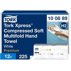 Tork Xpress - Premium Falthandtücher H2 Z-falz Weiß 2-lagig 100889 12 Stück à 225 Blatt Produktbild
