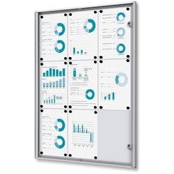 SHOWDOWN Abschließbarer Schaukasten Magnetisch 71,1 (B) x 96,3 (H) cm Silber 9 x DIN A4 Produktbild