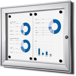 SHOWDOWN Abschließbarer Schaukasten Magnetisch 52,1 (B) x 38,8 (H) cm Silber 2 x DIN A4 Produktbild