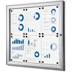 SHOWDOWN Abschließbarer Schaukasten Magnetisch 74,1 (B) x 69,6 (H) cm Silber 6 x DIN A4 Produktbild