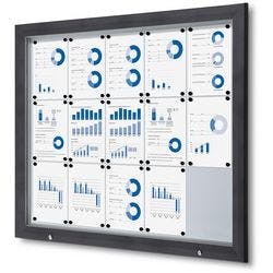 SHOWDOWN Abschließbarer Schaukasten Magnetisch 124,5 (B) x 106,7 (H) cm Anthrazit 15 x DIN A4 Produktbild