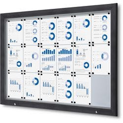 SHOWDOWN Abschließbarer Schaukasten Magnetisch 146,5 (B) x 106,7 (H) cm Anthrazit 18 x DIN A4 Produktbild