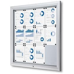 SHOWDOWN Abschließbarer Schaukasten Magnetisch 102,5 (B) x 106,7 (H) cm Silber 12 x DIN A4 Produktbild