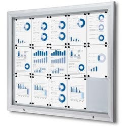 SHOWDOWN Abschließbarer Schaukasten Magnetisch 124,5 (B) x 106,7 (H) cm Silber 15 x DIN A4 Produktbild