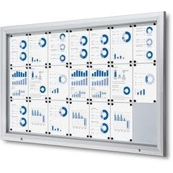 SHOWDOWN Abschließbarer Schaukasten Magnetisch 168,5 (B) x 106,7 (H) cm Silber 21 x DIN A4 Produktbild