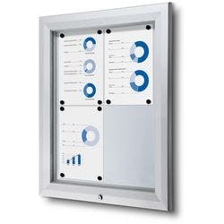 SHOWDOWN Abschließbarer Schaukasten Magnetisch 58,3 (B) x 76 (H) cm Silber 4 x DIN A4 Produktbild