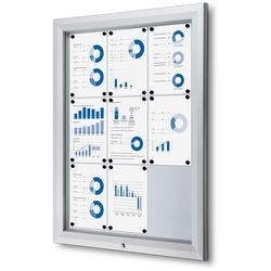 SHOWDOWN Abschließbarer Schaukasten Magnetisch 80,5 (B) x 106,7 (H) cm Silber 9 x DIN A4 Produktbild