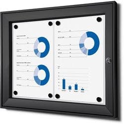 SHOWDOWN Abschließbarer Schaukasten Magnetisch 52,1 (B) x 38,8 (H) cm Schwarz 2 x DIN A4 Produktbild