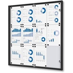 SHOWDOWN Abschließbarer Schaukasten Magnetisch 93,1 (B) x 96,3 (H) cm Schwarz 12 x DIN A4 Produktbild