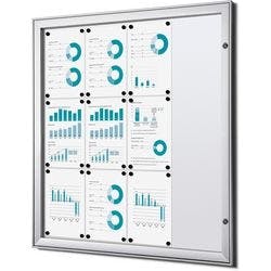 SHOWDOWN Abschließbarer Schaukasten Magnetisch 96,9 (B) x 100,4 (H) cm Silber 12 x DIN A4 Produktbild