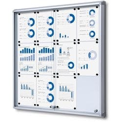 SHOWDOWN Abschließbarer Schaukasten Magnetisch 94 (B) x 98,2 (H) cm Silber 12 x DIN A4 Produktbild