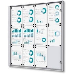 SHOWDOWN Abschließbarer Schaukasten Magnetisch 93,1 (B) x 96,3 (H) cm Silber 12 x DIN A4 Produktbild