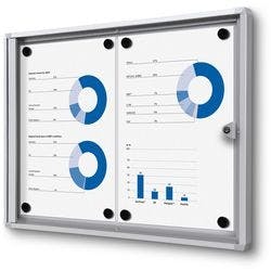 SHOWDOWN Abschließbarer Schaukasten Magnetisch 49,1 B x 35 H cm Silber 2 x DIN A4 Produktbild