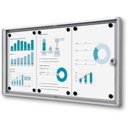 SHOWDOWN Abschließbarer Schaukasten Magnetisch 71,1 B x 35 H cm Silber 3 x DIN A4 Produktbild