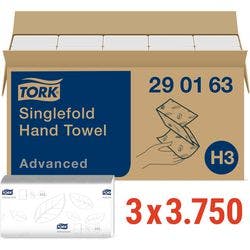 Tork Advanced Falthandtücher Weiß 2-lagig 45 Stück à 250 Blatt Produktbild