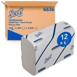 Scott Falthandtücher Narrow-falz Weiß 2-lagig 6636 12 Stück à 220 Blatt Produktbild