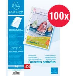 Exacompta Klarsichthüllen DIN A4 Glatt Transparent PP (Polypropylen) Öffnung Oben & Links 5800E 100 Stück Produktbild