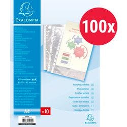 Exacompta Klarsichthüllen Glatt Transparent 11 Löcher 5010E 100 Stück Produktbild