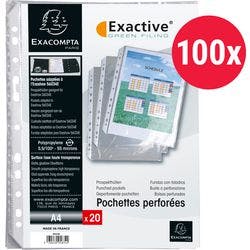 Exacompta Exactive Klarsichthüllen DIN A4 Glatt Transparent PP (Polypropylen) Öffnung Oben 5834E 100 Stück Produktbild