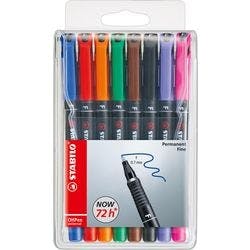 STABILO universal OHP-Marker Fein Filzspitze 0.7 mm Farbig sortiert 8 Stück Produktbild