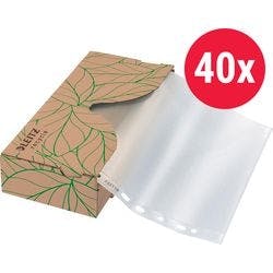 Leitz Recycle Klarsichthüllen DIN A4 100 % Recycelt Klimaneutral Geprägt Transparent 70 Mikron Polypropylen 11 Löcher 4022 40 Stück Produktbild Print Hauptbild L