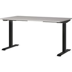 GERMANIA Sitz-Stehschreibtisch Metall, Spanplatte Kaschmir Schwarz T-Fuß 1.400 x 800 x 1.200 mm Produktbild
