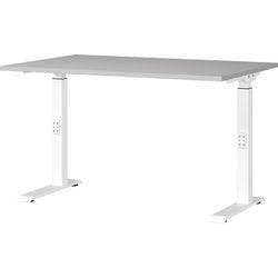 GERMANIA Sitz-Stehschreibtisch Metall, Spanplatte Kaschmir Weiß C-Fuß 1.200 x 800 x 910 mm Produktbild