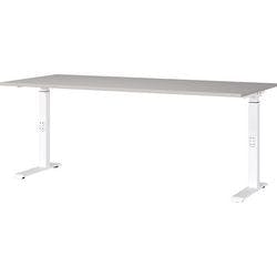 GERMANIA Sitz-Stehschreibtisch Metall, Spanplatte Kaschmir Weiß C-Fuß 1.800 x 800 x 910 mm Produktbild