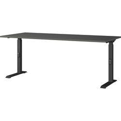 GERMANIA Sitz-Stehschreibtisch Mailand Metall, Spanplatte Schwarz C-Fuß 1.800 x 800 x 910 mm Produktbild