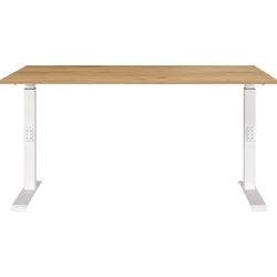 GERMANIA Sitz-Stehschreibtisch Mailand Metall, Spanplatte Weiß T-Fuß 1.200 x 800 x 1.200 mm Produktbild