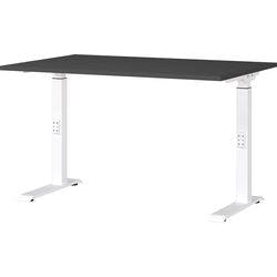 GERMANIA Sitz-Stehschreibtisch Mailand Metall, Spanplatte Weiß C-Fuß 1.200 x 800 x 910 mm Produktbild